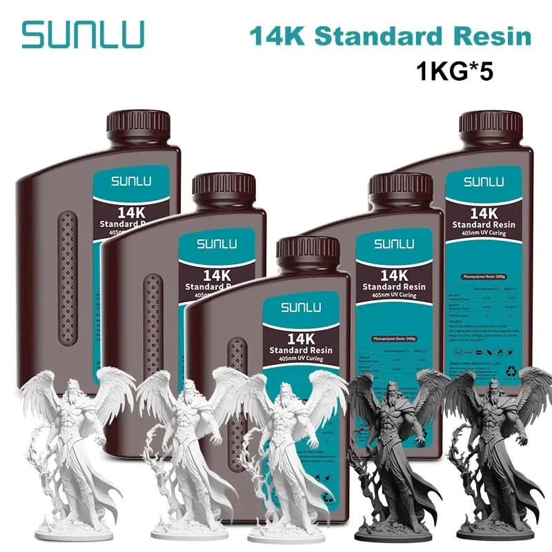 SUNLU 5KG Standard Plus/14K Standard Resin 1KG/Bottle 405nm Rapid UV-Curing Photopolymer Resin For LCD 3D Printer Material