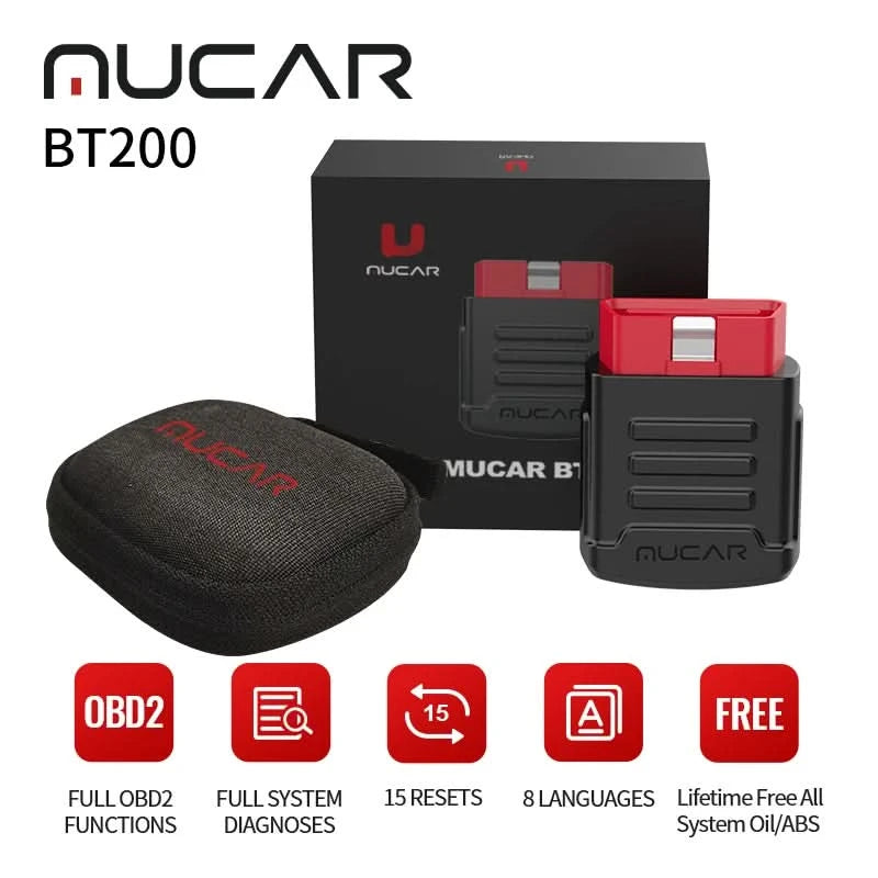MUCAR BT200 & BT200 Pro Obd2 Diagnostic Tools Bluetooth obd 2 Scanner Automotriz Code Reader All System Diagnosis Free for Life