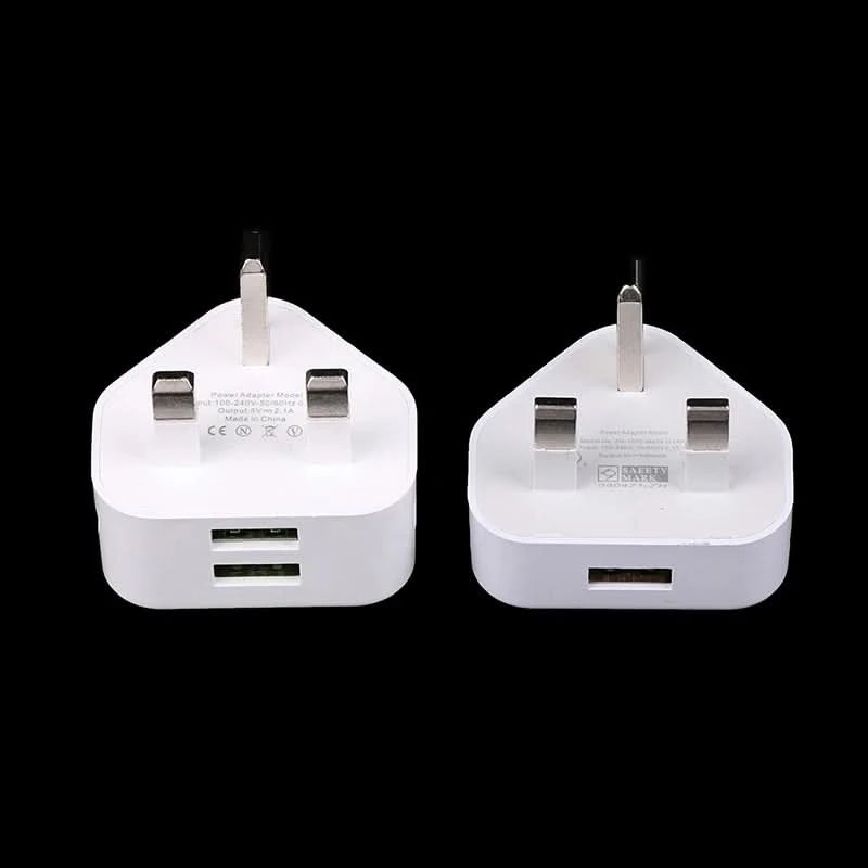 HUAHUA2025 NEW 1PCS Dual Port Fast Charger 5V/2.1A, UK 3 Pin Wall Adapter for Phones & Tablets, Multi-Device USB Charging Hub