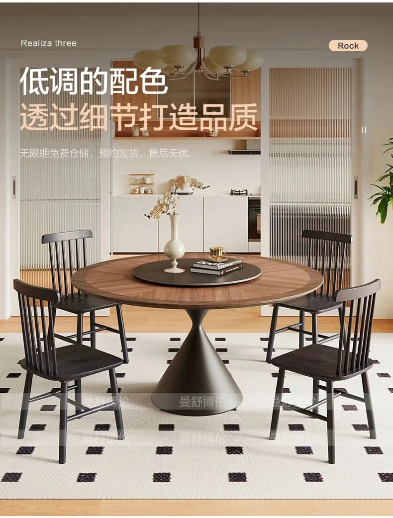 6 People Turntable Dining Table Vintage Legs Metal Design Round Coffee Table House Breakfast Juegos De Comedor Furnitures