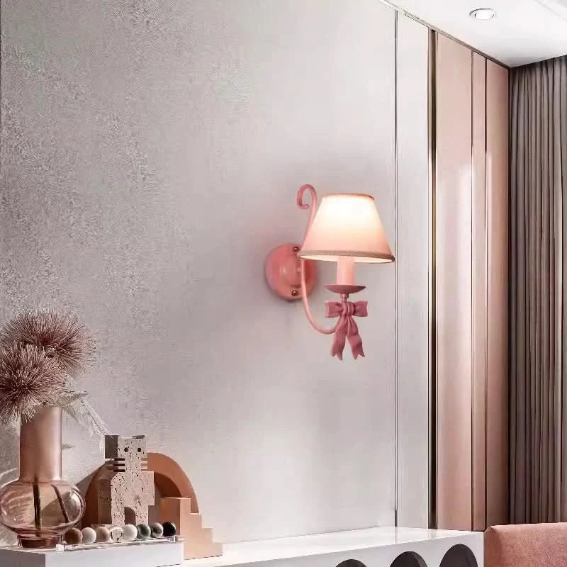 Pink Princess Room Wall Lamps Cute Bow Decor Lamp Modern Romantic Warm Children's Room Girl Bedroom Bedside Wall Hanging Lights
