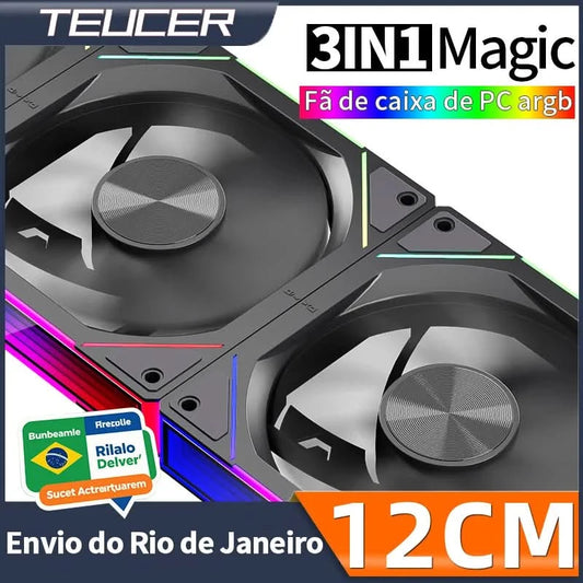 Teucer JM-5 PC Argb Light CD Texture 12cm 3in1 PWM Fan Case No Noise 800-2000rpm Water Cooling Radator Fan