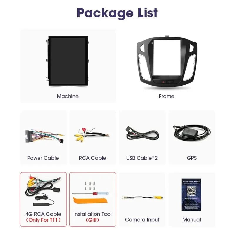 Srnubi 2 Din 9.7" Android 12 Carplay Car Radio for Ford Focus 3 Mk 3 2011 2012 - 2019 Multimedia Player 2Din GPS Auto Stereo DVD