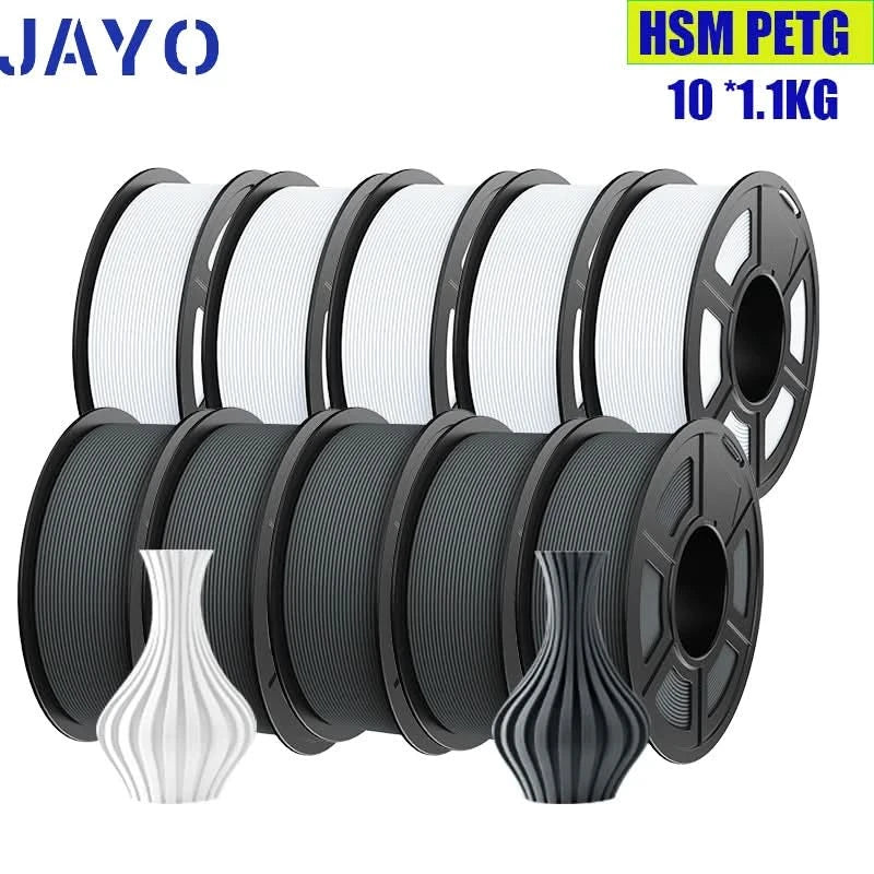 JAYO High Speed Matte PETG Multiple Colors Mixed 10 Rolls Filament 175mm Non-toxic Bubble Free Smooth Suitable for 3D Printi