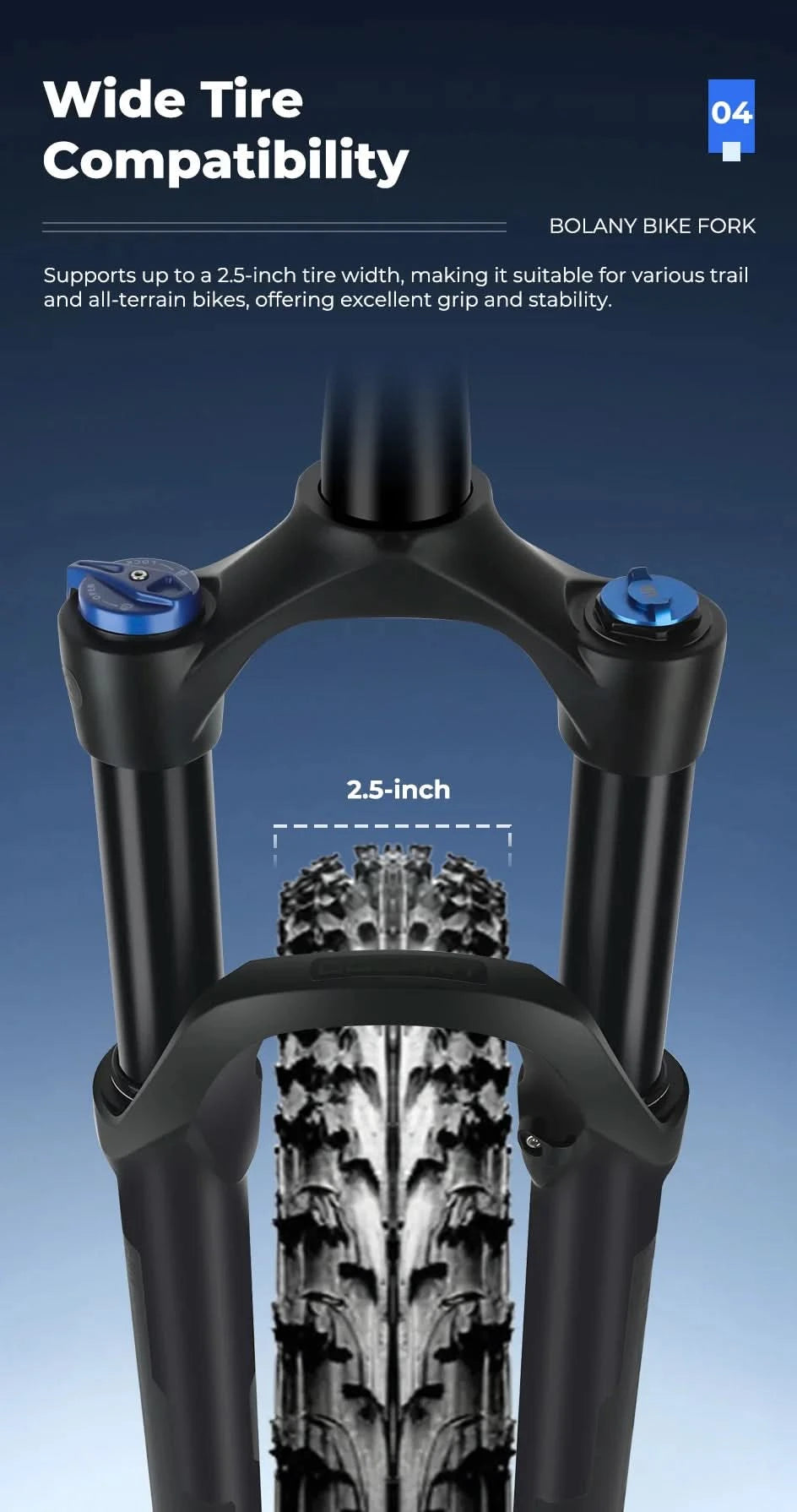 BOLANY 27.5/29inch Boost Bicycle Fork Thru Axle 100/110mm 34mm Tube Tapered Rebound Adjustment 120/140mm Travel Suspension Fork