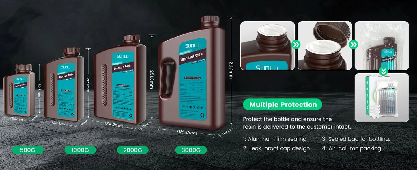 SUNLU 5KG ABS-Like/ Standard / Water-Wash/ 14K High Precision Resin 405nm Rapid UV-Curing Photopolymer Resin 1KG/Bottle