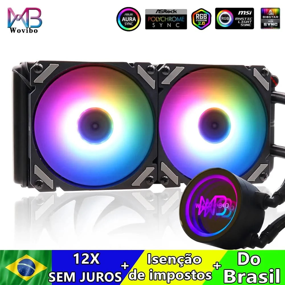 Wovibo Pc Cpu Water Cooler AIO Radiador 240mm 360mm ARGB RGB  Para Intel 115x 1200 1700 2011 X79 X99 AMD AM4 AM5 Ventilador