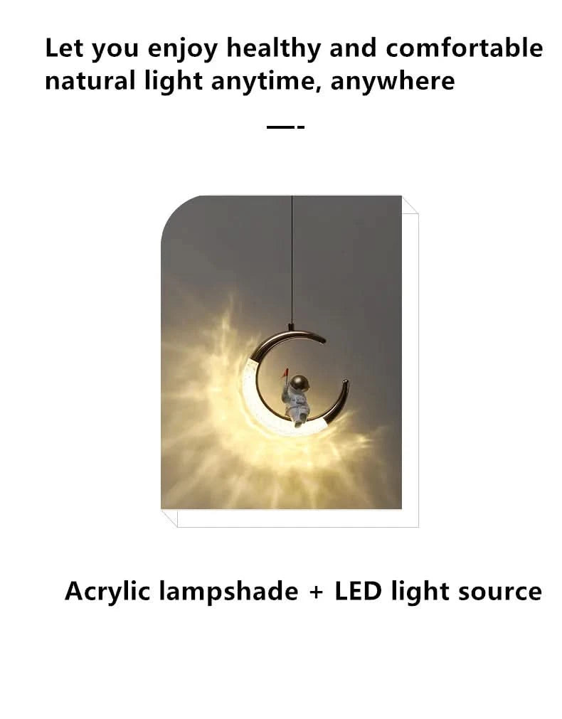 Children's Room Bedside Chandelier Modern Minimalist Light Luxury Cartoon Boy Girl Bedroom Moon Lamp Astronaut Small Chandelier