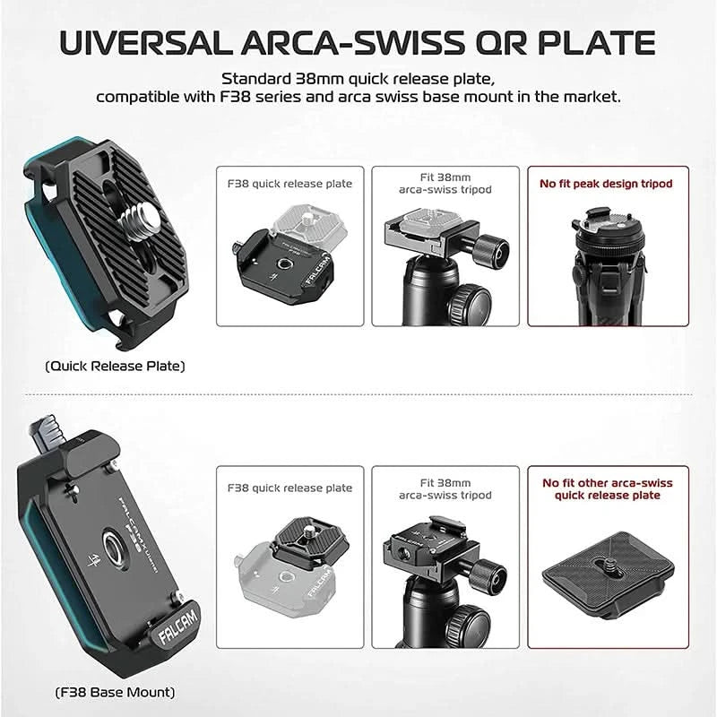 Ulanzi FALCAM F38 Universal Arca-Swiss Slot Quick Release System Plate Clamp Quick Switch Kit for DSLR Camera Gimbal Tripod