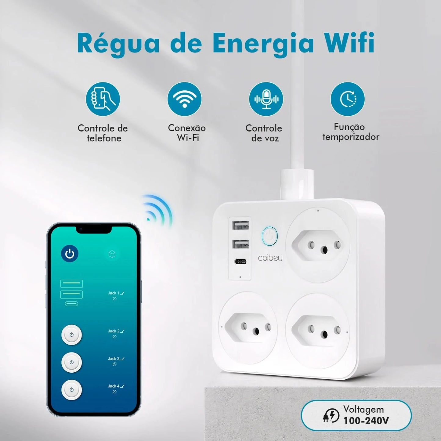 Smart Switch mit Steckdose, brasilianischer Netzfilter, Smart Plug, USB-Steckdose, Smart Switch, Smart Socket