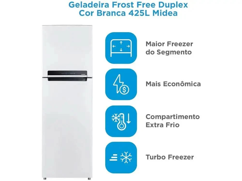 Midea Frost Free 2 Doors White Refrigerator/Cooler 425L MD-RT572EVD012 - 220V
