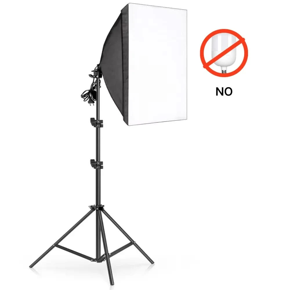 Studio Kit Photo Softbox Light Box Lighting Single Led Lamp with Tripod Photography Shooting Soft Box Flash E27 Accessories