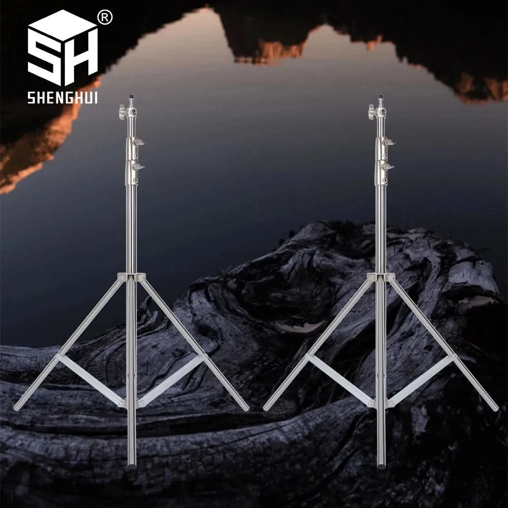 SH 280cm Stainless Steel Light Stand Photography Stand for Photo Video Lighting Spring Cushioned Heavy Duty Stand Tripod