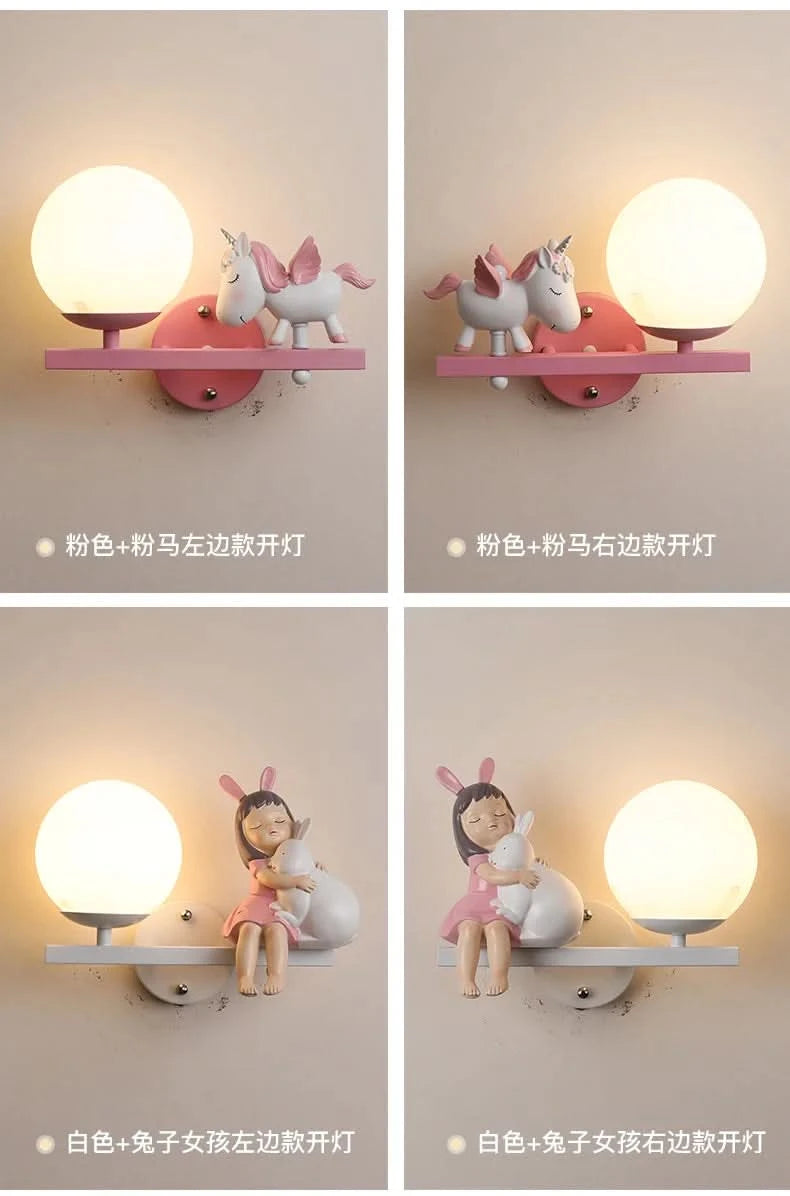 Children's Room Bedside Wall Lamp Girl Boy Wall Art Sconce Creative Cartoon Eye Protection Led Home Decoration Salon Home