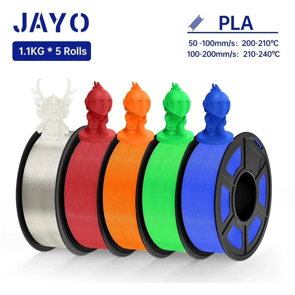JAYO PLA Filament 1.75MM 5Rolls 3D Printer Filament PLA 100% No Bubble for FDM Coloful 3D Printing Material DIY Gift