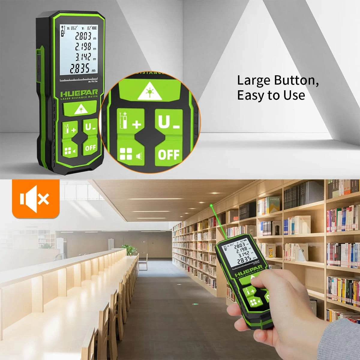 Huepar Laser Rangefinder Digital Laser Distance Meter  Measure 60M 100M 120M Trena Laser Tape Range Finder Green Beem