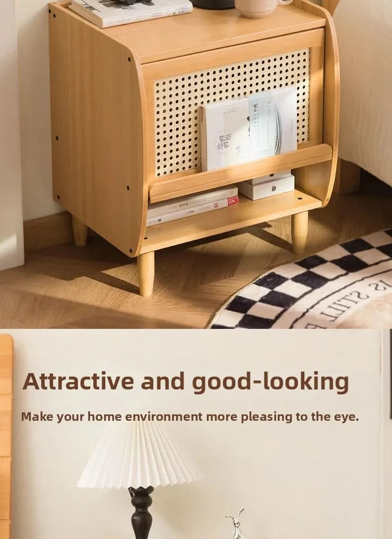 Minimally modern bamboo bedroom bedside table, living room small cabinet, small storage cabinet, household storage cabinet