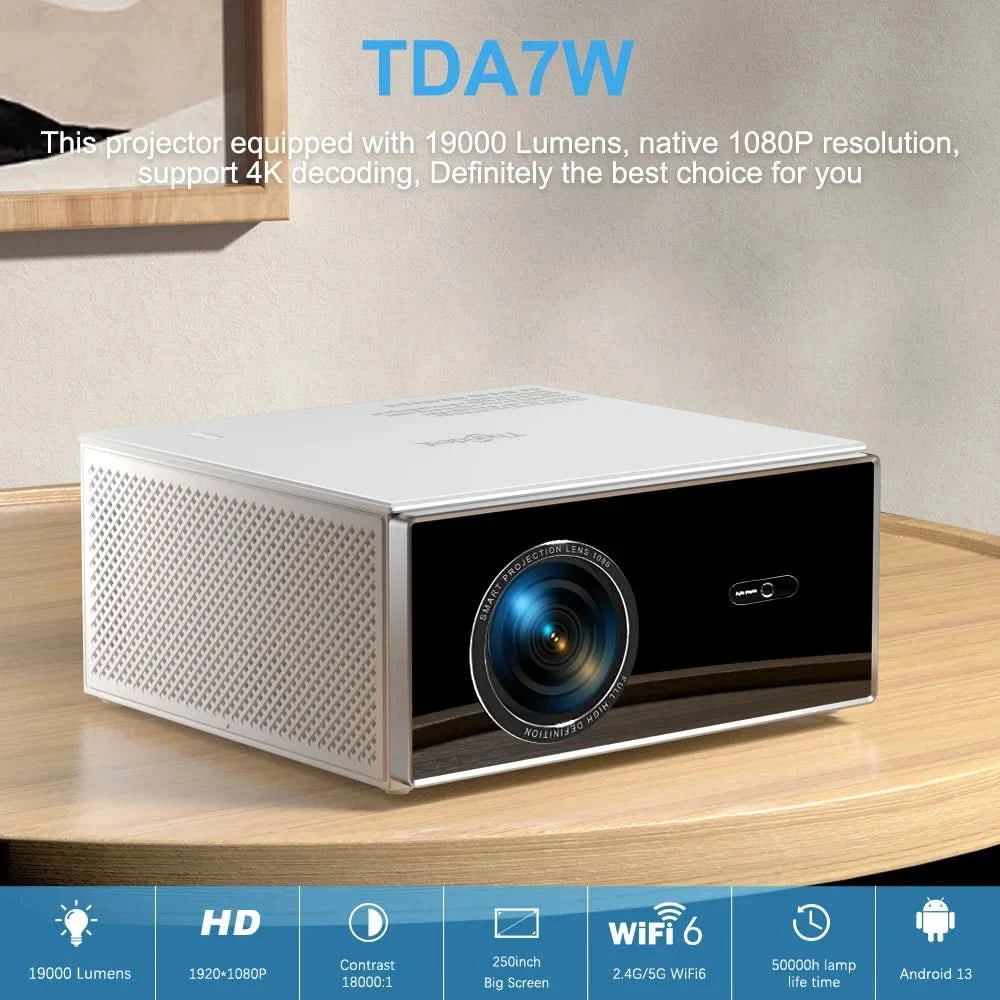 ThundeaL 2K 4K Full HD 1080P Projector TDA7W 32G Android WiFi Home Theater TDA7 Beam Projector Outdoor Meeting 3D Video Movie
