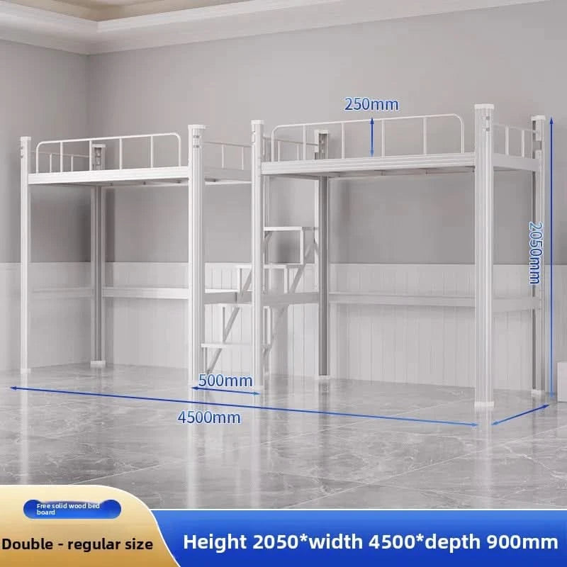 Upper Bed Lower Table Combined Bed College Dormitory Elevated Bed Small Apartment Household Wrought Iron Bed Apartment Bed