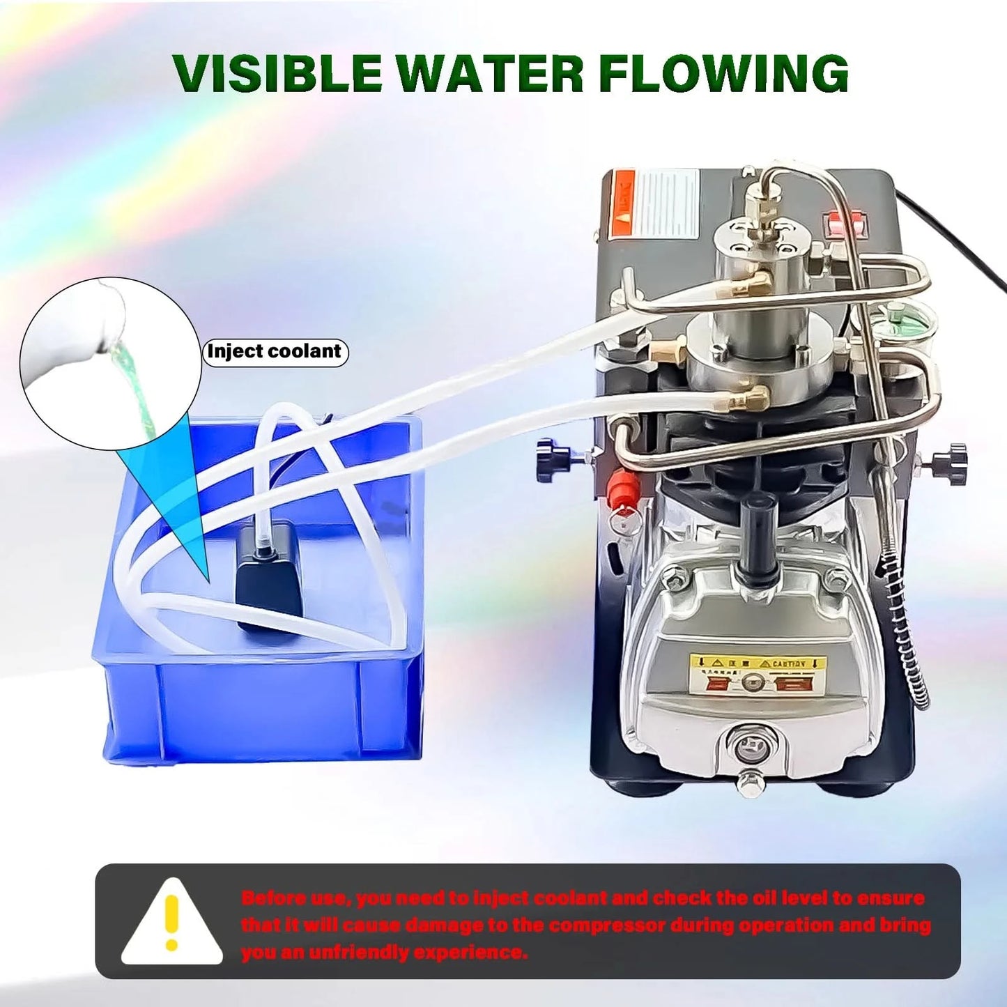 NUOGE AUTO-STOP 4500Psi 300Bar PCP Air Compressor  Electric High Pressure Compressor Scuba Diving Tank Filling