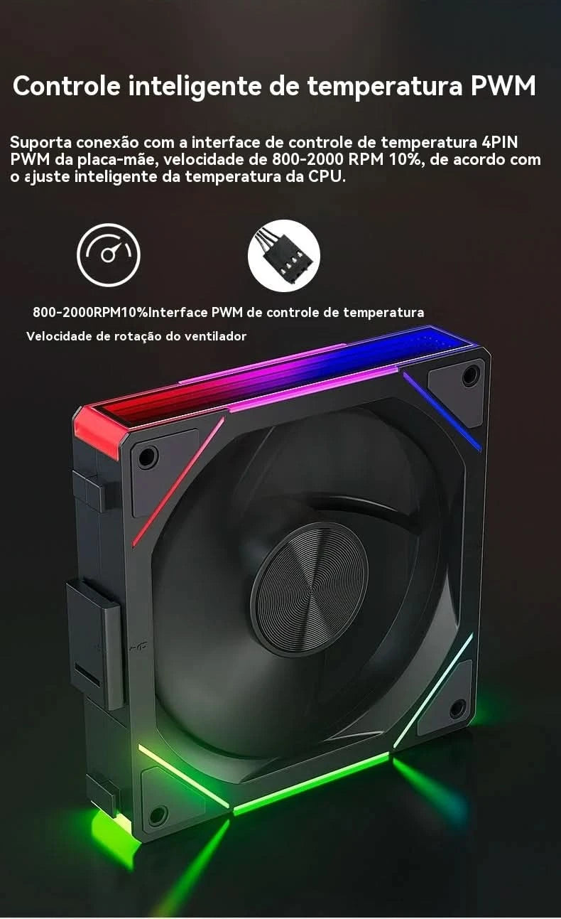 Teucer JM-5 PC Argb Light CD Texture 12cm 3in1 PWM Fan Case No Noise 800-2000rpm Water Cooling Radator Fan