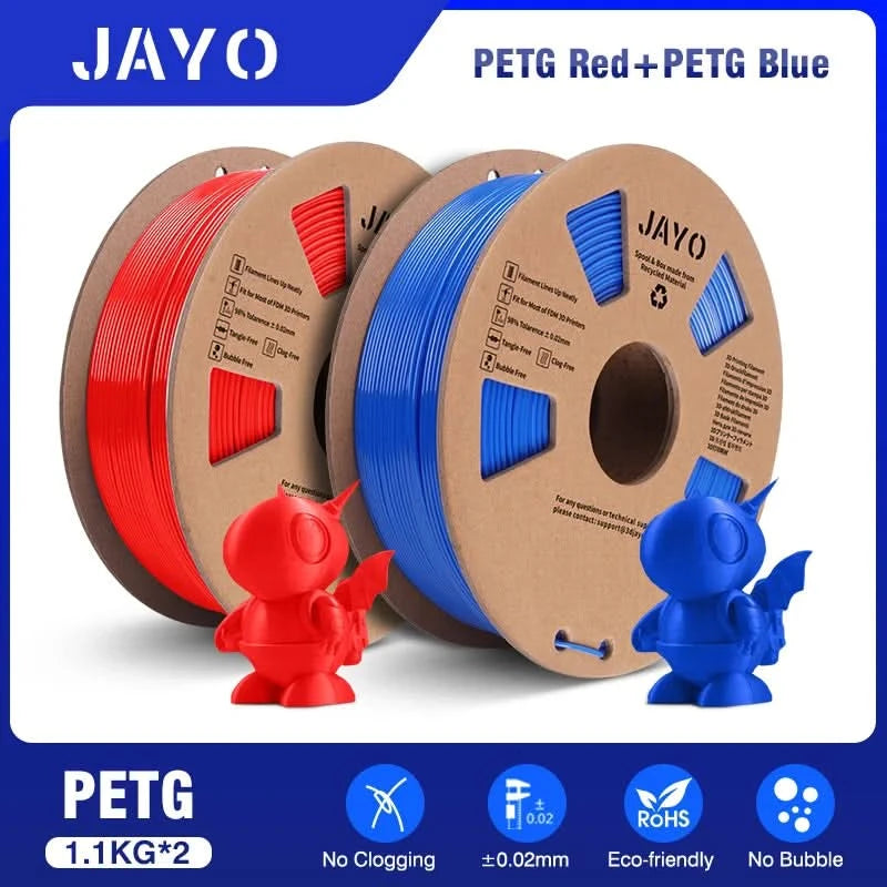 JAYO PETG/PLA/SILK/PLA Meta/PLA+/ABS 2Rolls 3D Printing Filament 1.75MM Children Creative Model Material For 3D Pen Filament