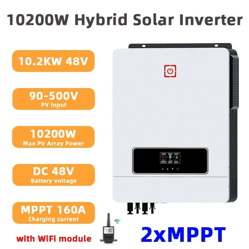 Y&H 10.2KW/6.2KW Hybrid Solar Inverter On/off grid Inverter 48V 220V Pure Sine Wave Inverter MPPT 160A/120A Charge Controller