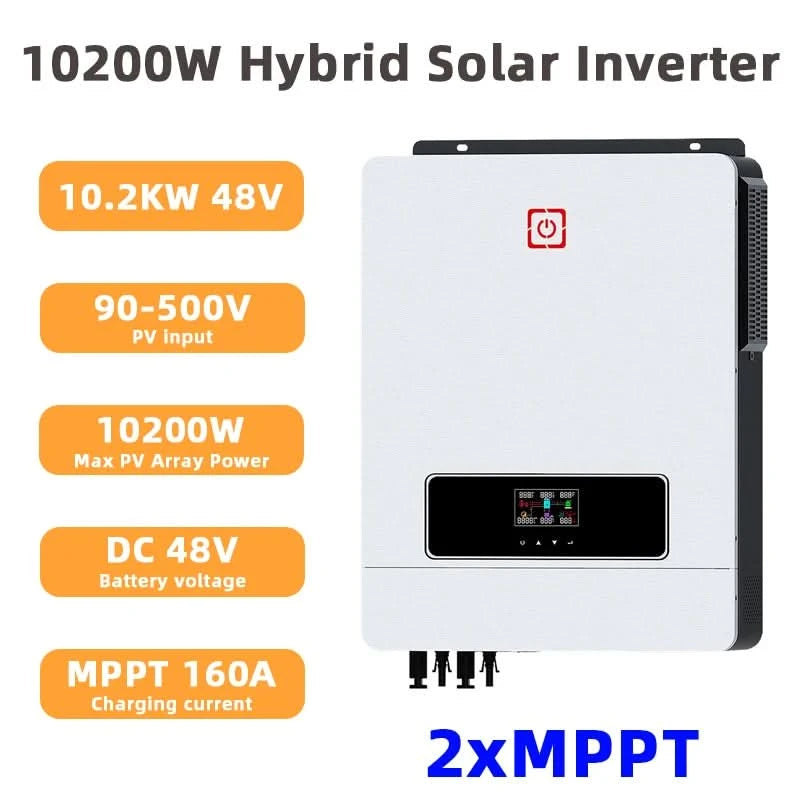 Y&H 10.2KW/6.2KW Hybrid Solar Inverter On/off grid Inverter 48V 220V Pure Sine Wave Inverter MPPT 160A/120A Charge Controller