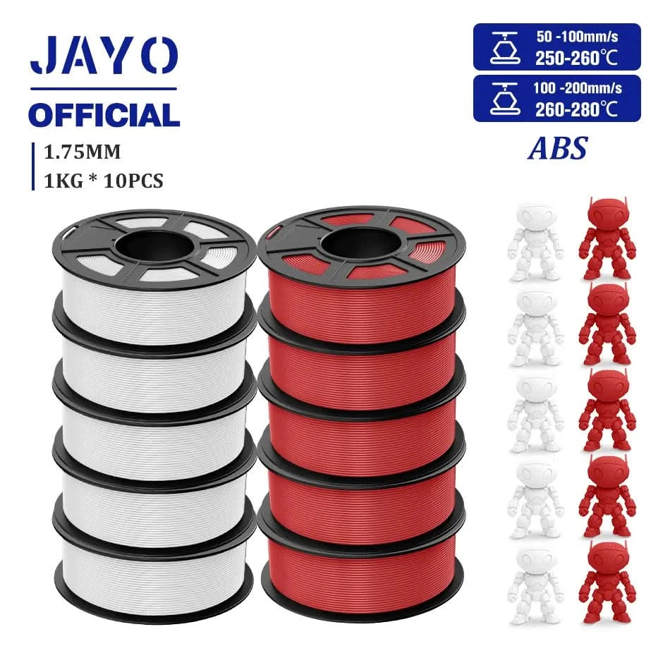 JAYO ABS Filament 1.75mm 3D Printer Filament 10Rolls For FDM 3D Printers 3D Pen Filament Refills 1KG/Roll 3D Printing Materials