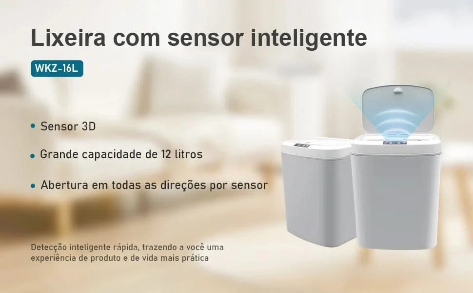 Lata de lixo sensor de toque automático lata lata de lixo plástico cozinha latas sala estar capacidade do agregado familiar