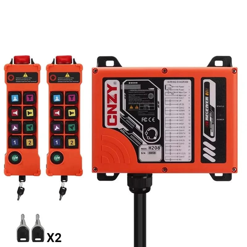 HENJEL H208 Crane Wireless Control Double Speed Waterproof Switch DC 12v 24v Waterproof and Dustproof Industrial Remote Control