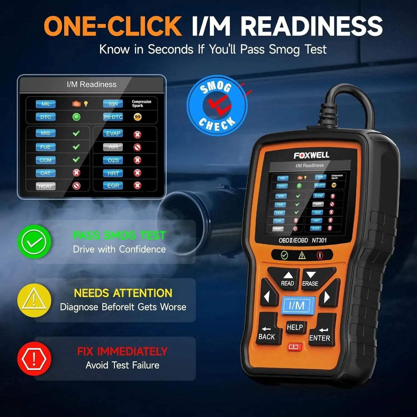 FOXWELL NT301 OBD2 Scanner Check Engine Code Reader Professional ODB2 OBD2 Automotive Scanner Car Diagnostic Tools PK ELM327