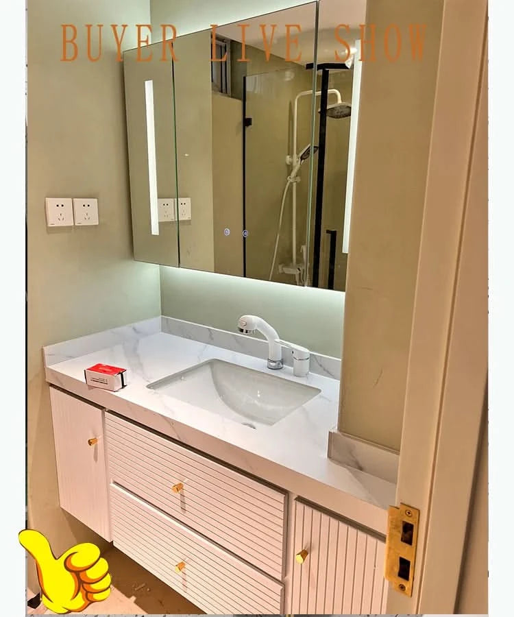 Pink Modern Large Storage Space With Side Cabinets Bathroom Cabinet With Drawers