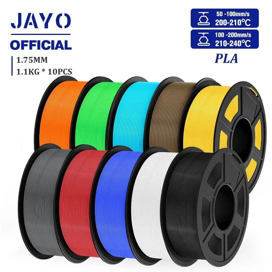 JAYO PLA Filament 1.75MM 10Rolls/set PLA 3D Printer Filament Multicolor For FDM 3D Printers Neatly Wound 3D Printing Materials