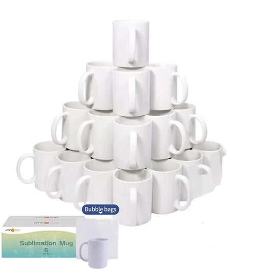 HTVRONT Sublimationsbecher 11oz Keramik-Sublimationsbecher Leere Kaffeebecher Weiß Keramik-Fototassen mit Luftpolsterfolie