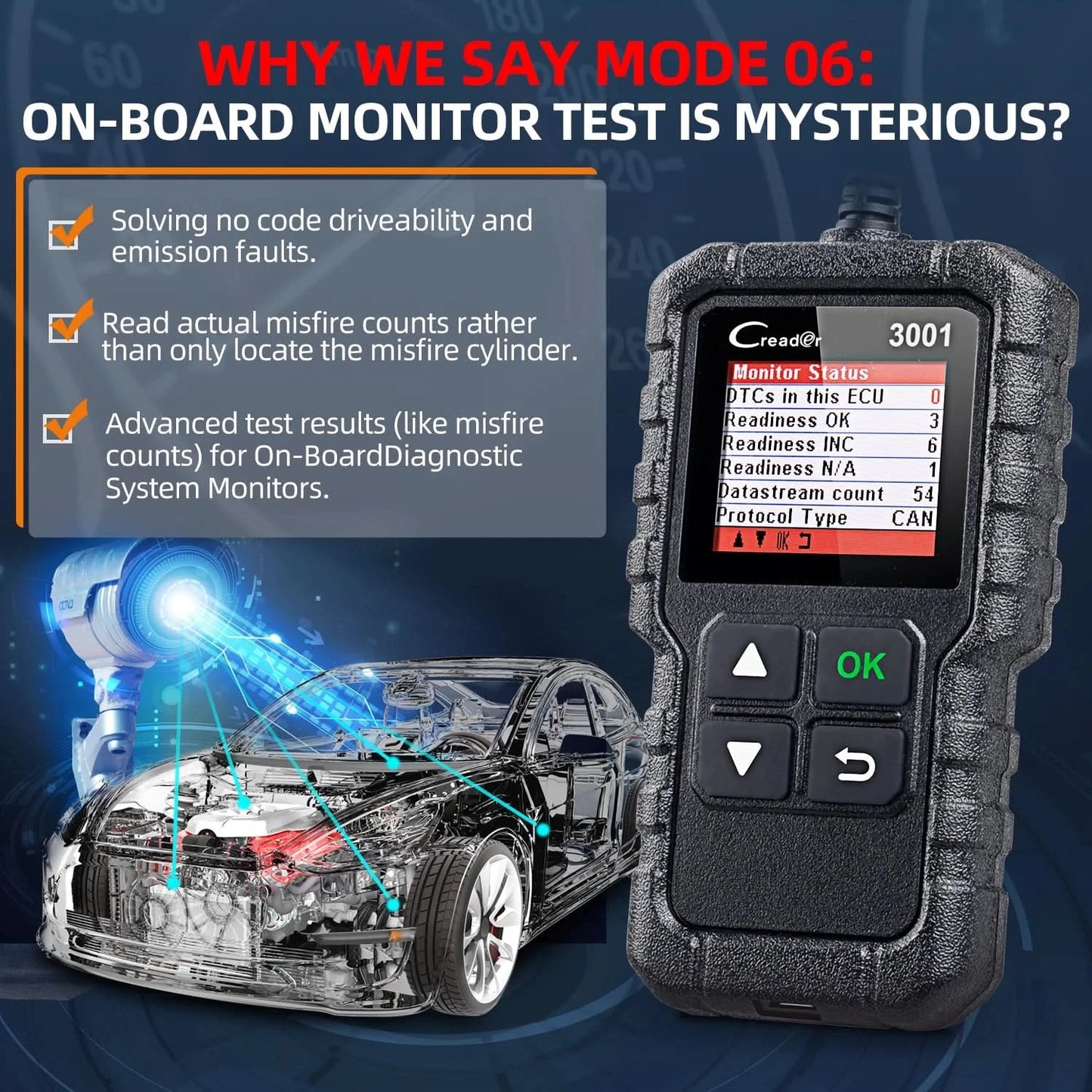 LAUNCH X431 CR3001 OBD2 Scanner Automotive Car Full OBD2 Diagnostic Tool Code Reader Scanner Free Update PK ELM 327