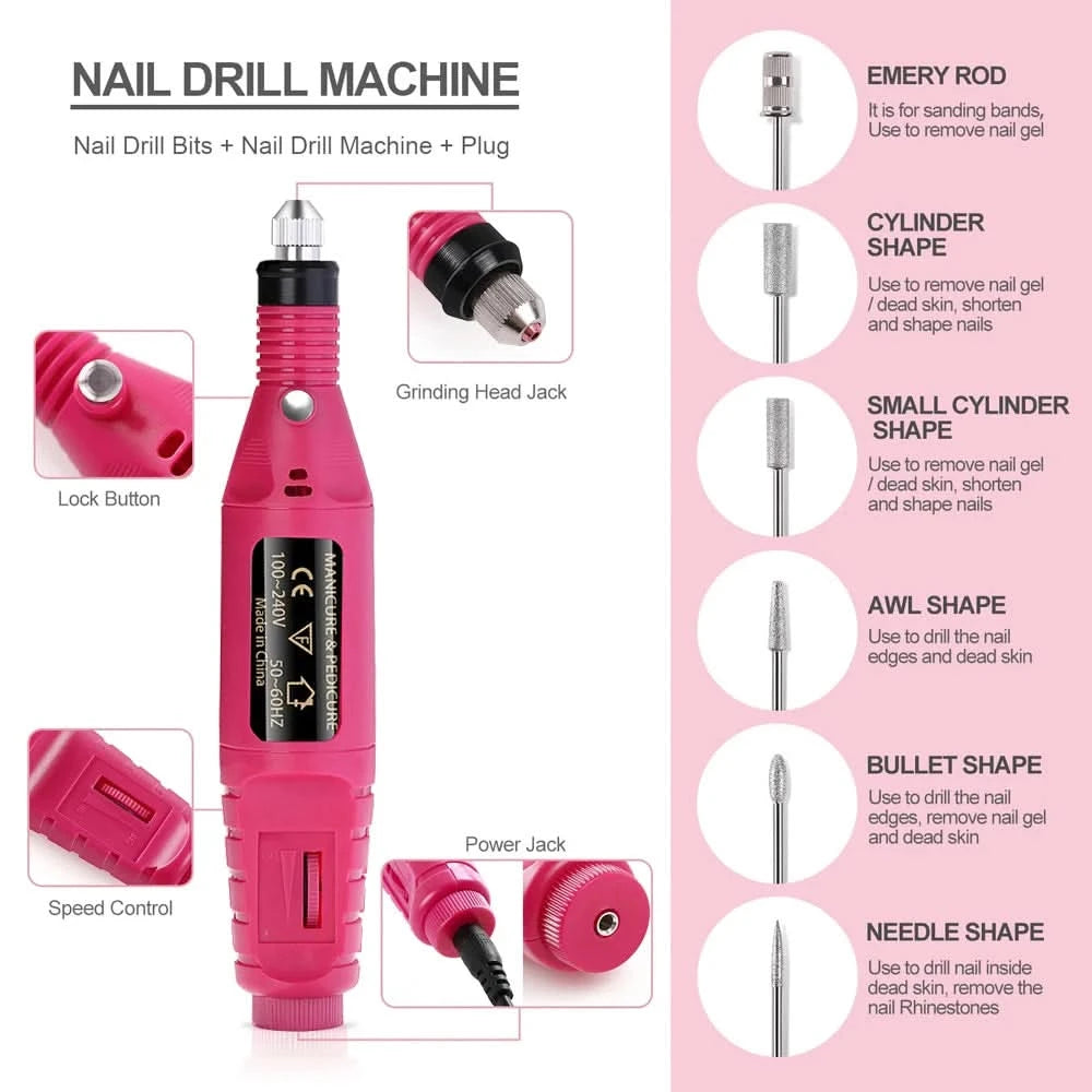 Strong Electric Nail Sander Nail Drill Machine Grinding Equipment Milling Cutter For Manicure Pedicure Polishing Tools