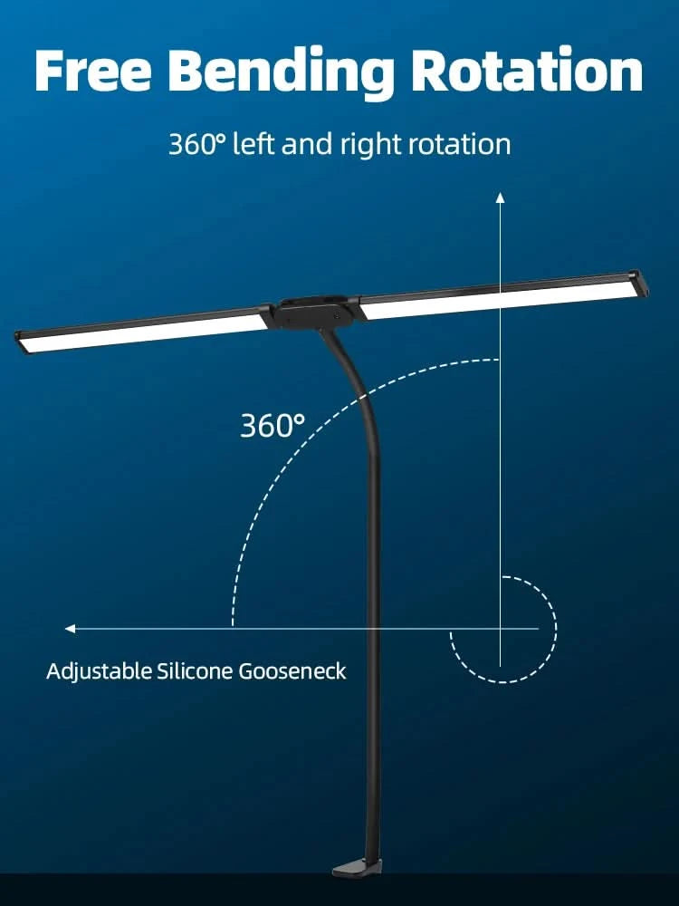 Clip Table Lamp Led Monitor Light Stand USB 3 Color Modes and 10 Dimmable Reading Lights for Study Office Double Head Desk Lamp