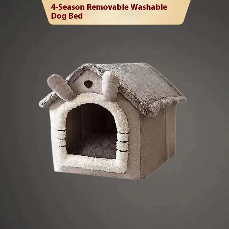 All Season Dog House Style Bed - Removable Washable Pet Bed for Small Dogs Teddy Winter Warm Cat Dog House