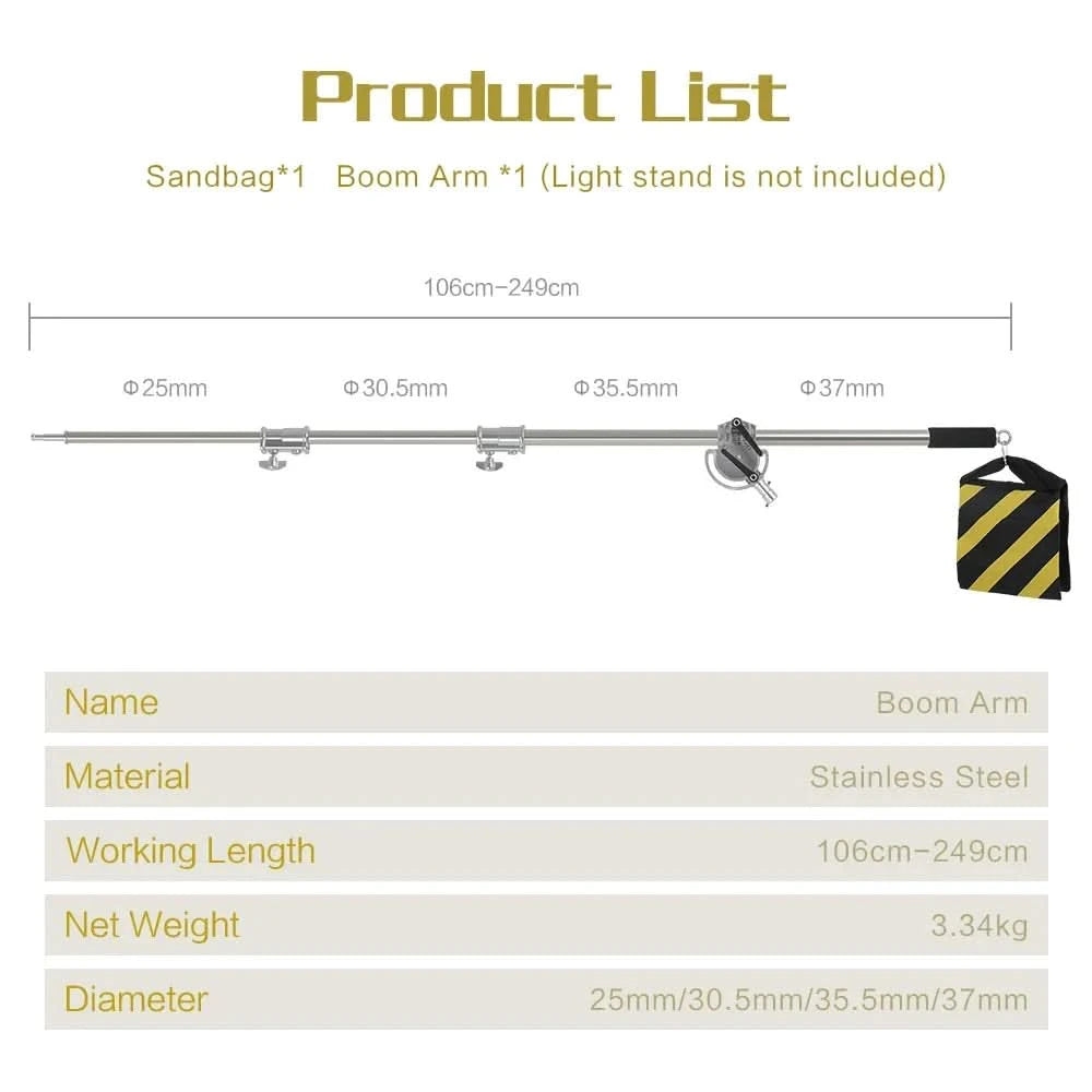 2/2.8M Stainless Steel Aluminum Alloy Tripod Foldable Light Stand Tripod Photography C-Stand For Spot Light Softbox Photo Studio