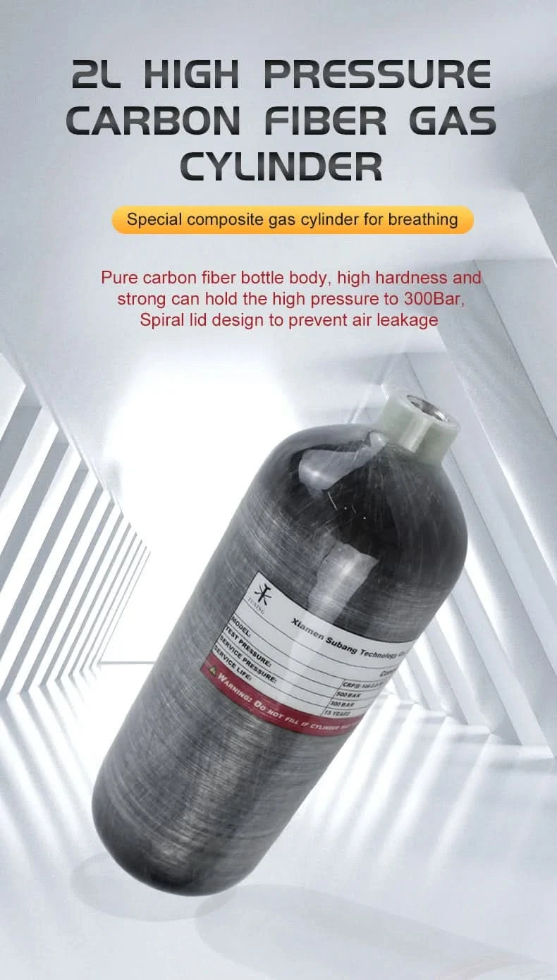 TUXING 300Bar 4500psi 2L Carbon Fiber Cylinder with 6000PSI Regulating Valve High Pressure Cylinder for Scuba Diving M18*1.5