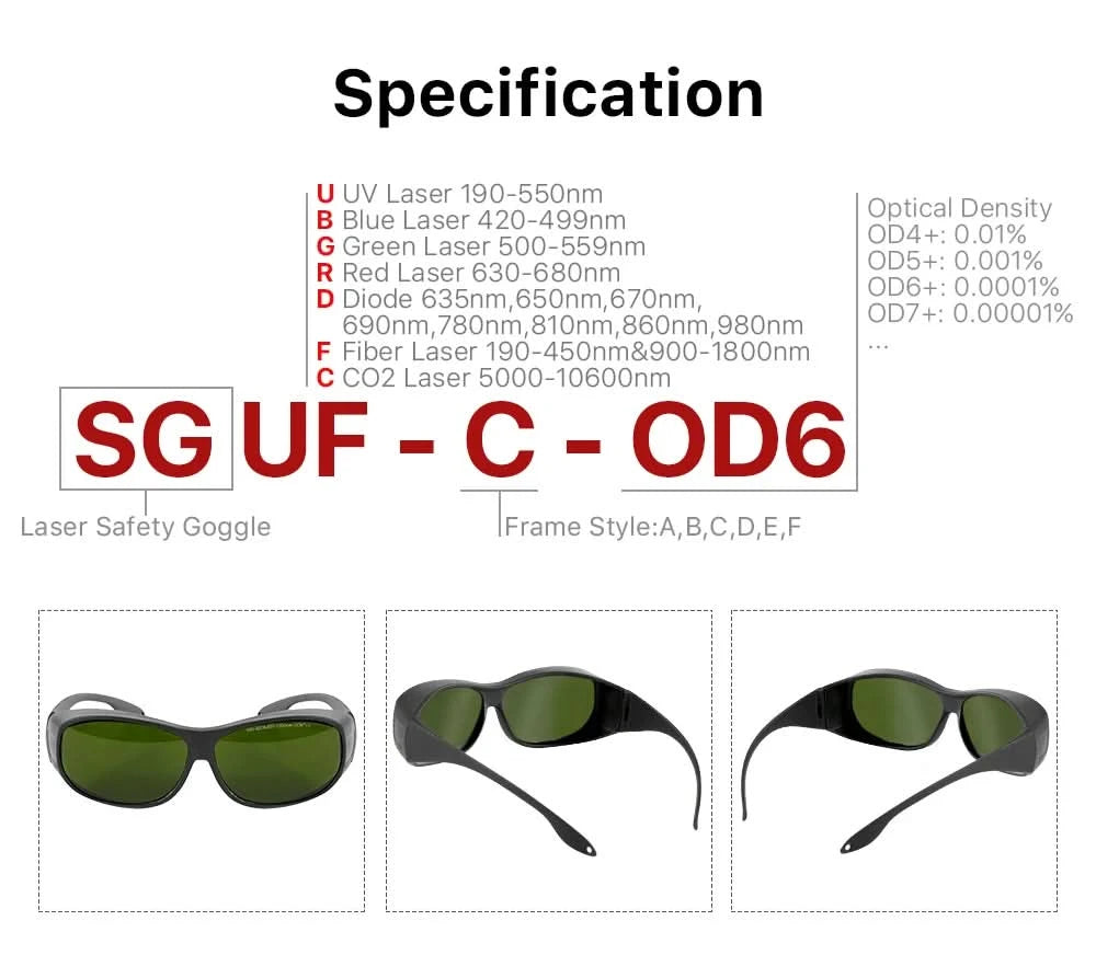Cloudray 1064nm Style C OD6+ Laser Safety Goggles Protective Glasses Shield Protection Eyewear For YAG DPSS Fiber Laser