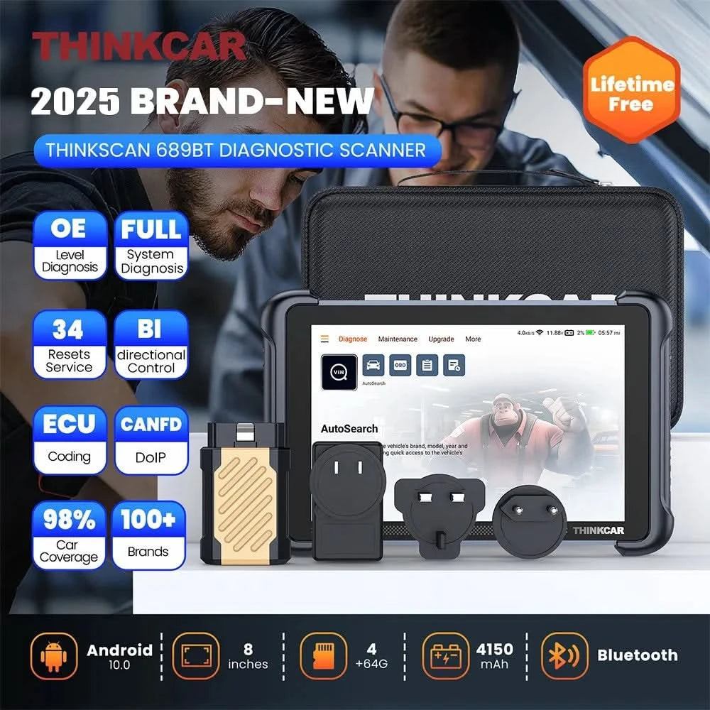 THINKCAR THINKSCAN 689BT Lifetime Free Auto Scanner Profession 34 Reset ECU Coding Bidirectional DOIP OBD2 Car Diagnostics Tools
