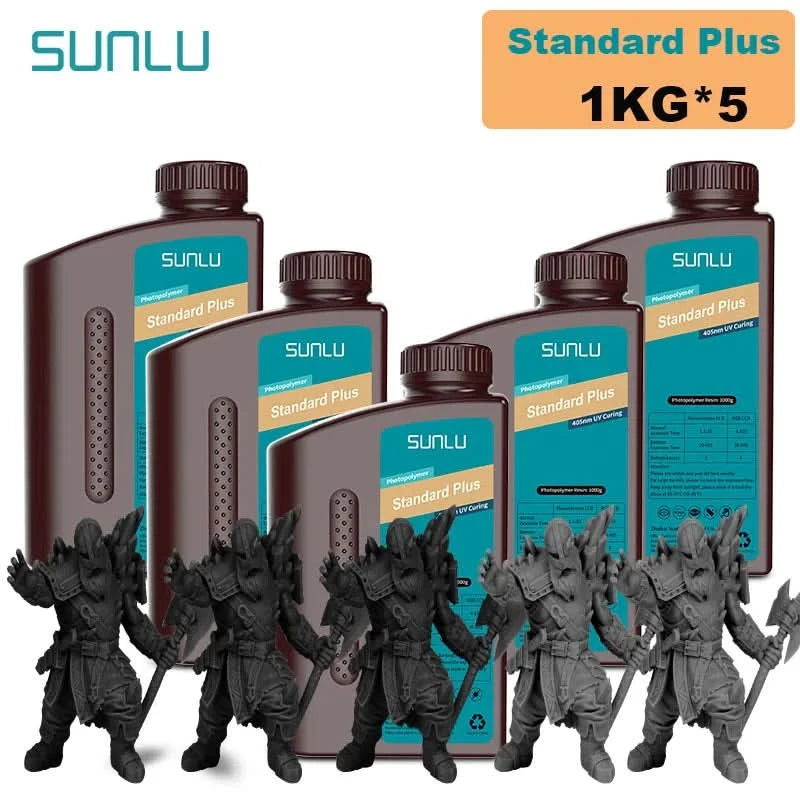 SUNLU 5KG Standard Plus/14K Standard Resin 1KG/Bottle 405nm Rapid UV-Curing Photopolymer Resin For LCD 3D Printer Material