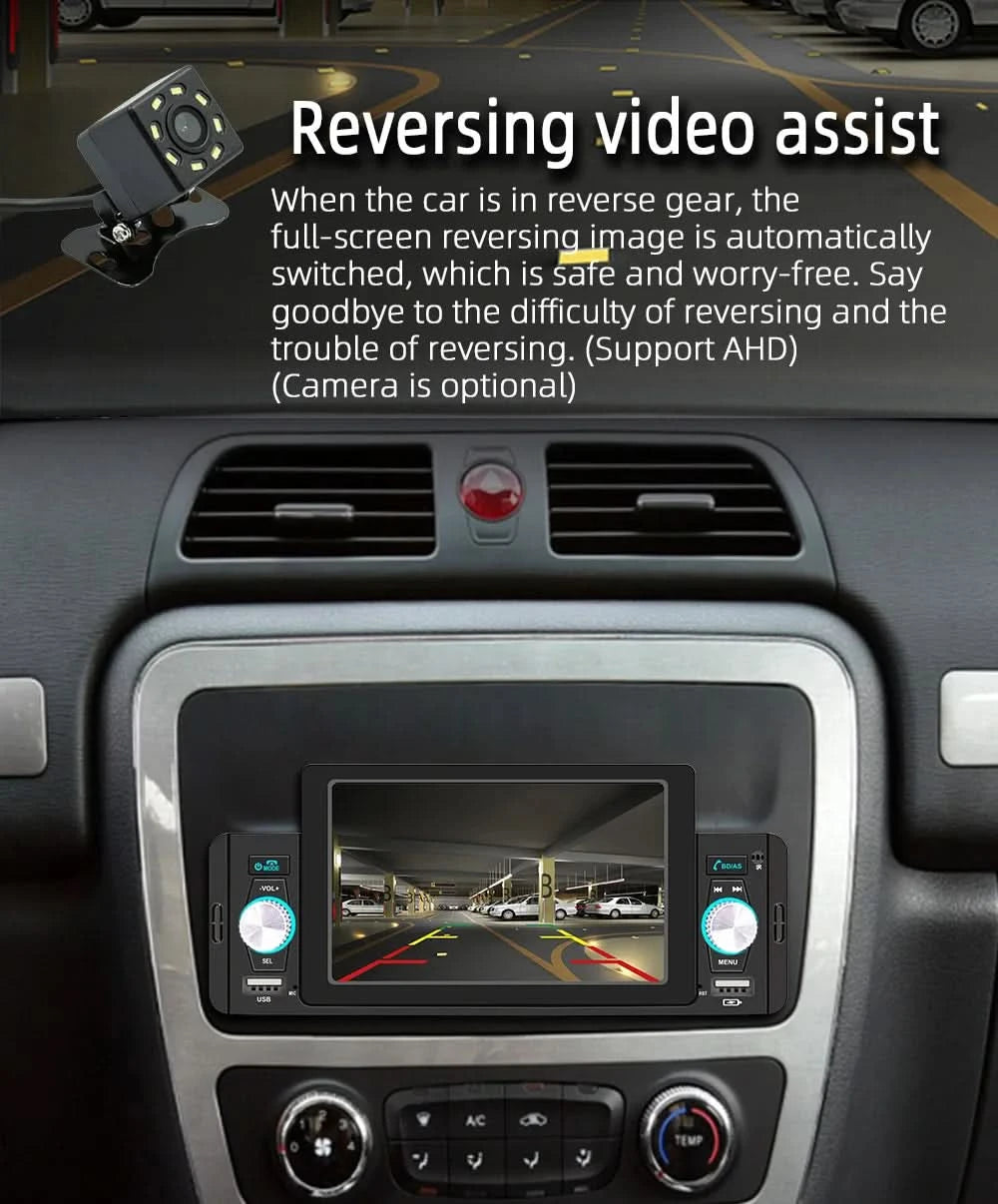 ESSGOO Rádio de Carro 1 Din Tela de 5" Sensível ao Toque  MP5 Multimídia Espelhamento Tela Navegação e Câmera Ré