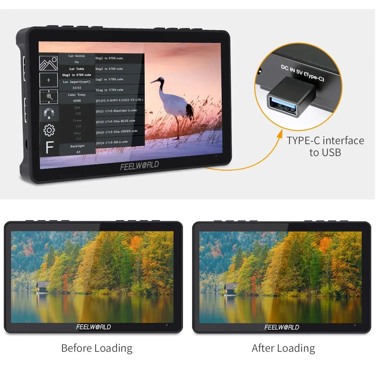 FEELWORLD F5 Pro V4 6 Inch on DSLR Camera Field Monitor Touch Screen 3D LUT FHD1920 1080 4K HDMI Video Focus Assist for Gimbal