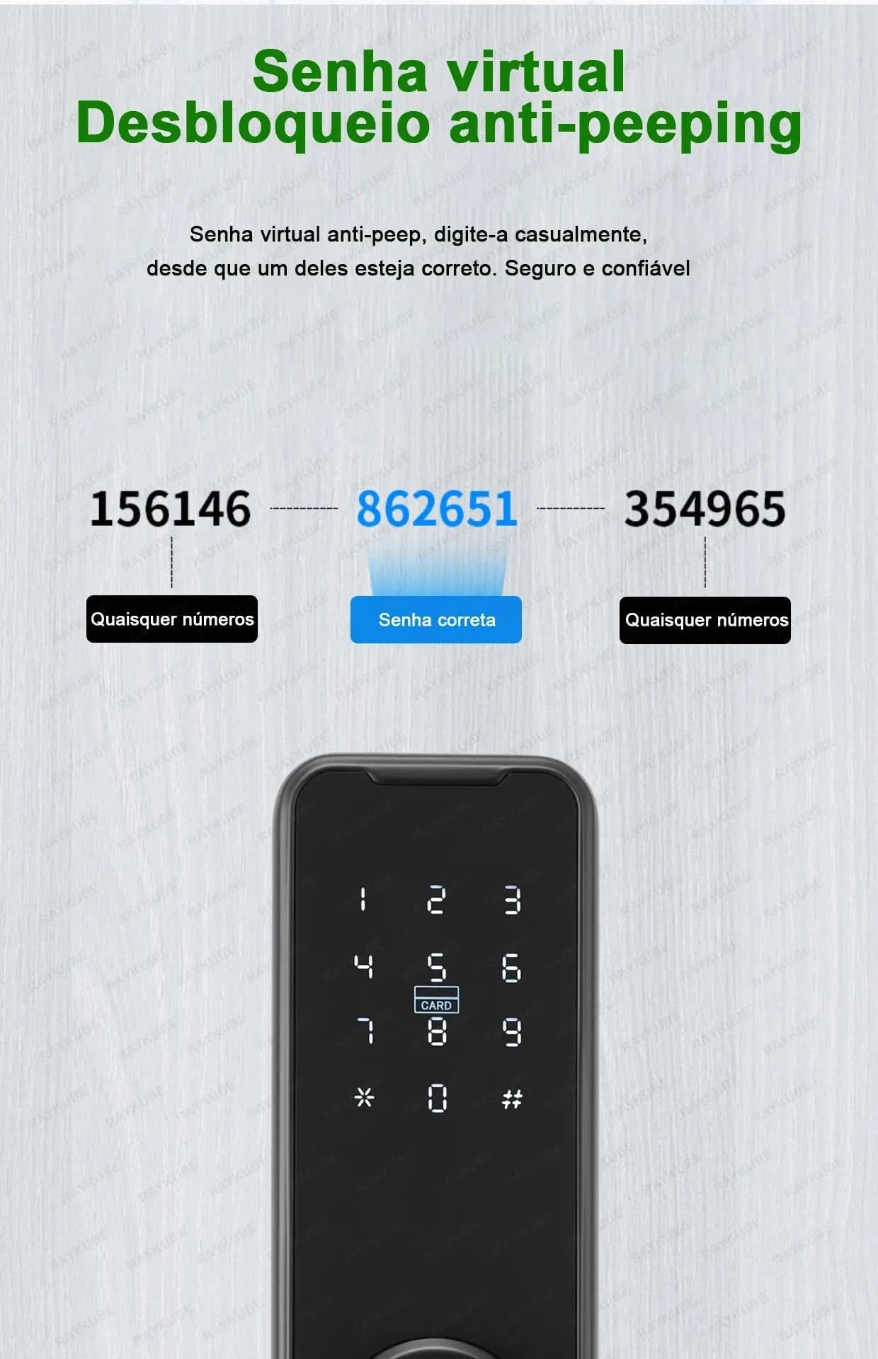 Do Brasil RAYKUBE Black K7 Pro+ Tuya Bluetooth Biometric Fingerprint Door Lock Smart Digital Lock Tuya App Unlock Keyless Lock