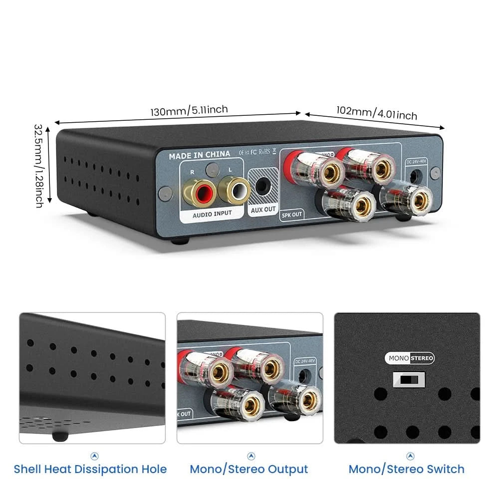 AIYIMA Audio A07 MAX Stereo Amplifier 300W X2 TPA3255 Power Amp 2 Channel Bridgeable Mono 600W  Amplifier for Passive Speaker