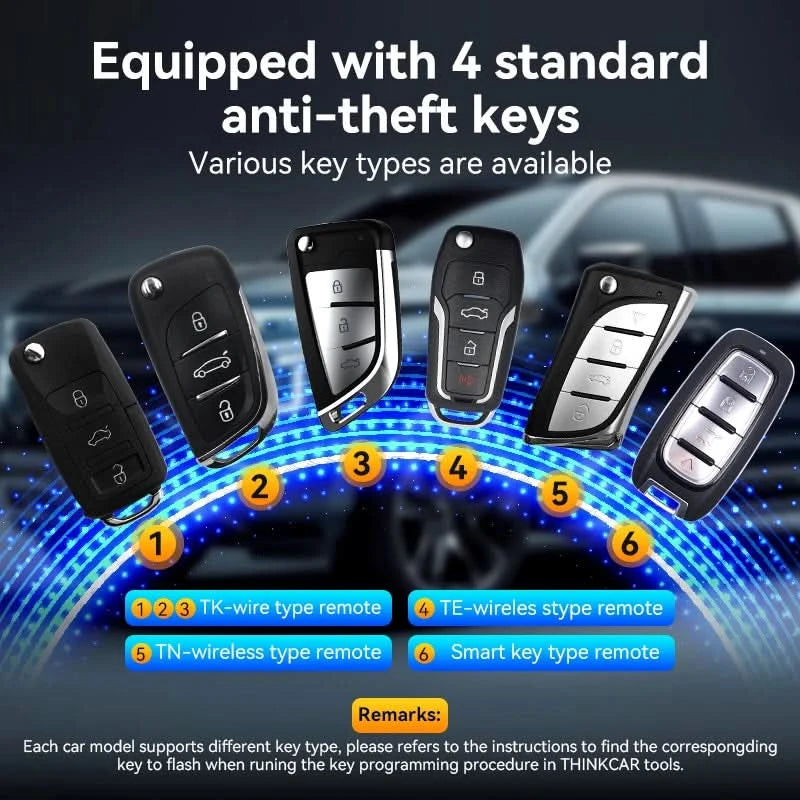 THINKCAR TKEY 101 Universal Car Key Programmer Equipment with 6 Unit Remote Keys Supports Anti-Theft Systems For THINKCAR 689BT