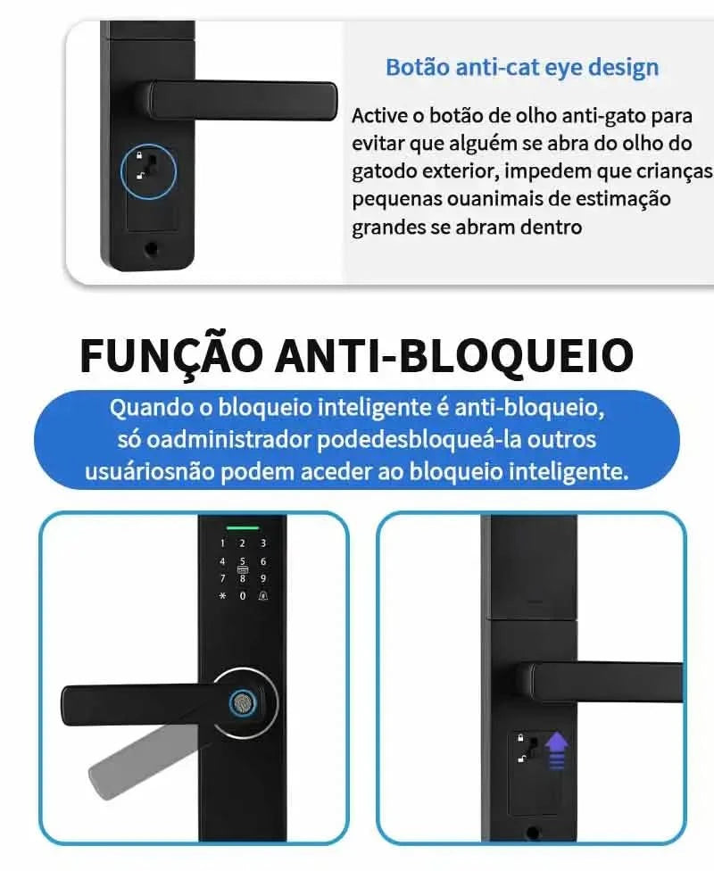 Do Brasil Tuya wifi Digital Electronic Door Lock App Remote Unlocking Fingerprint Door Lock for home house apartment